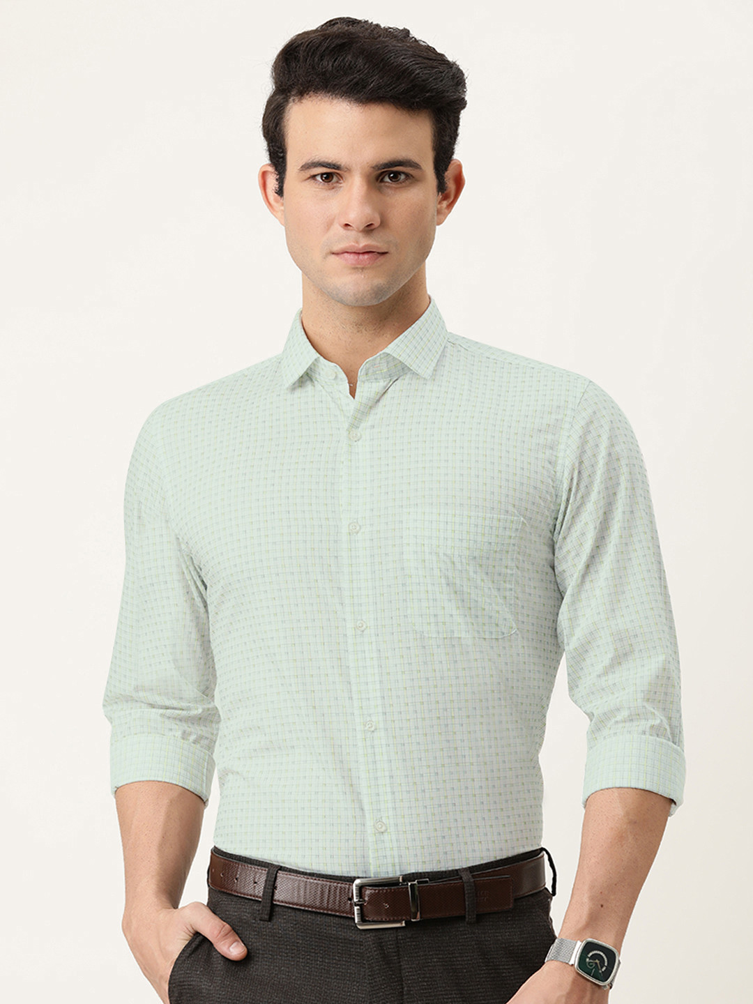 

Peter England Men Multicoloured Slim Fit Opaque Checked Formal Shirt, Multi