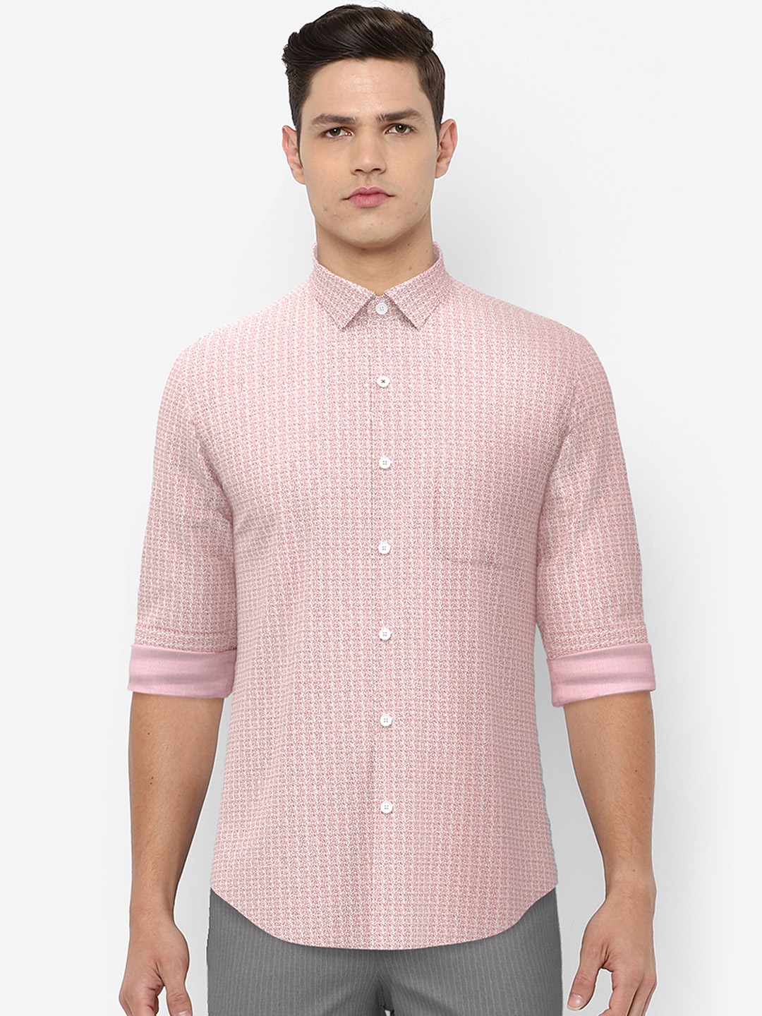 

Peter England Men White & Red Slim Fit Printed Cotton Formal Shirt