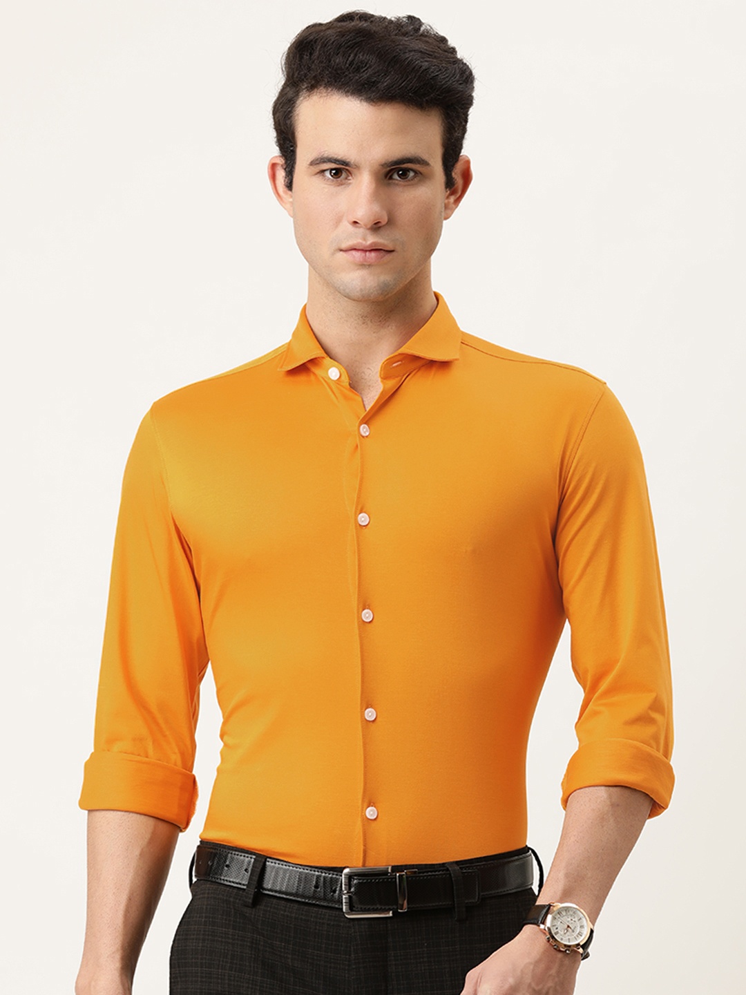 

Peter England Men Yellow Slim Fit Opaque Formal Shirt