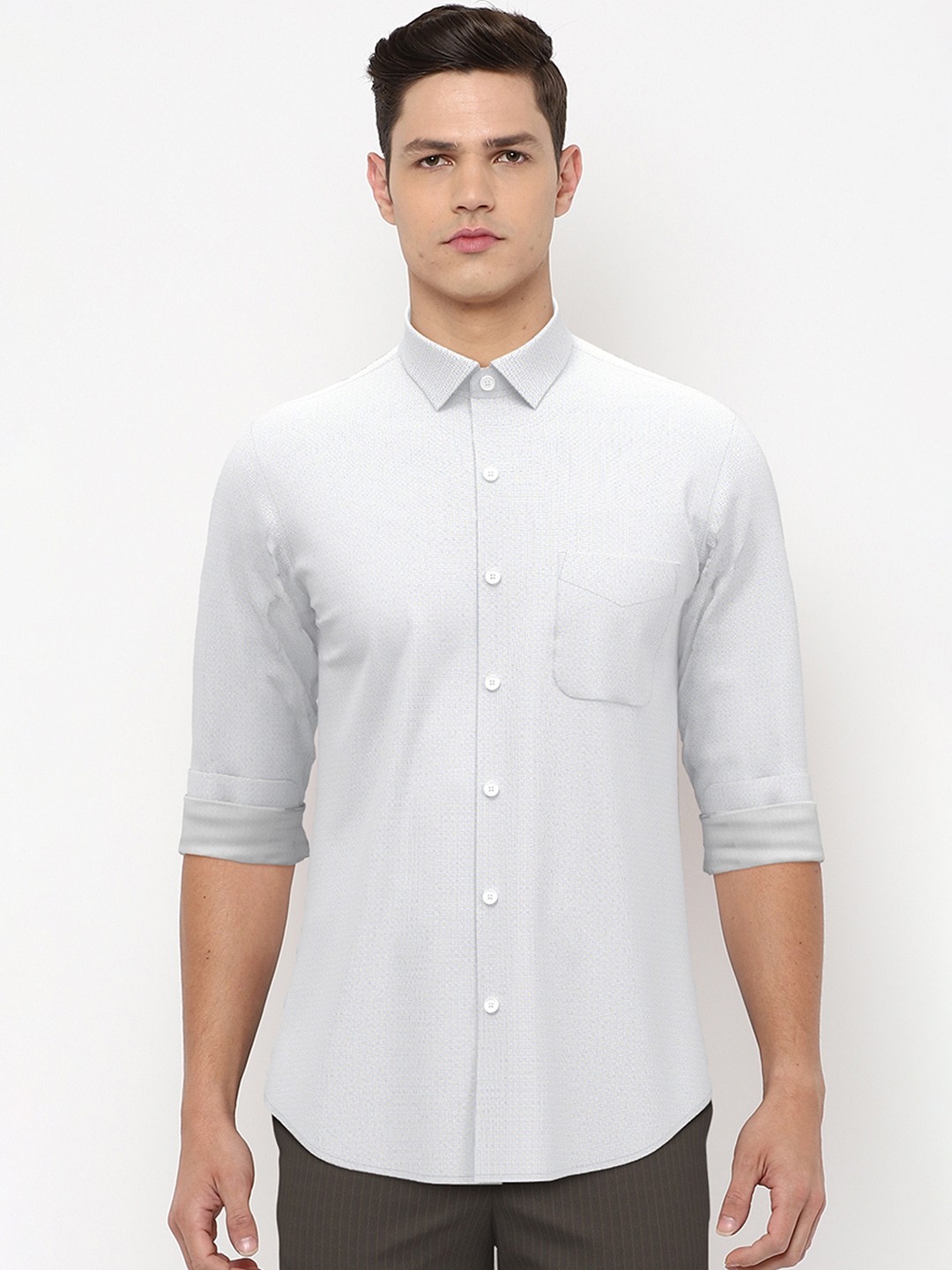 

Peter England Men White Slim Fit Printed Cotton Formal Shirt