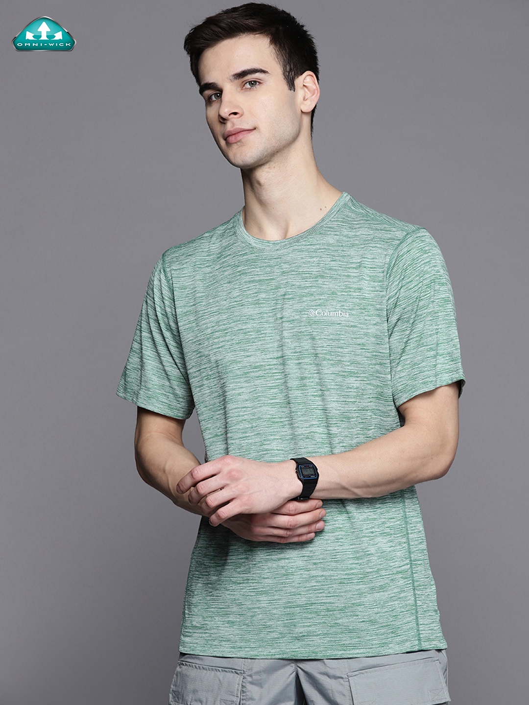 

Columbia Men Green Deschutes Runner Slim Fit Omni-Wick Hiking T-shirt