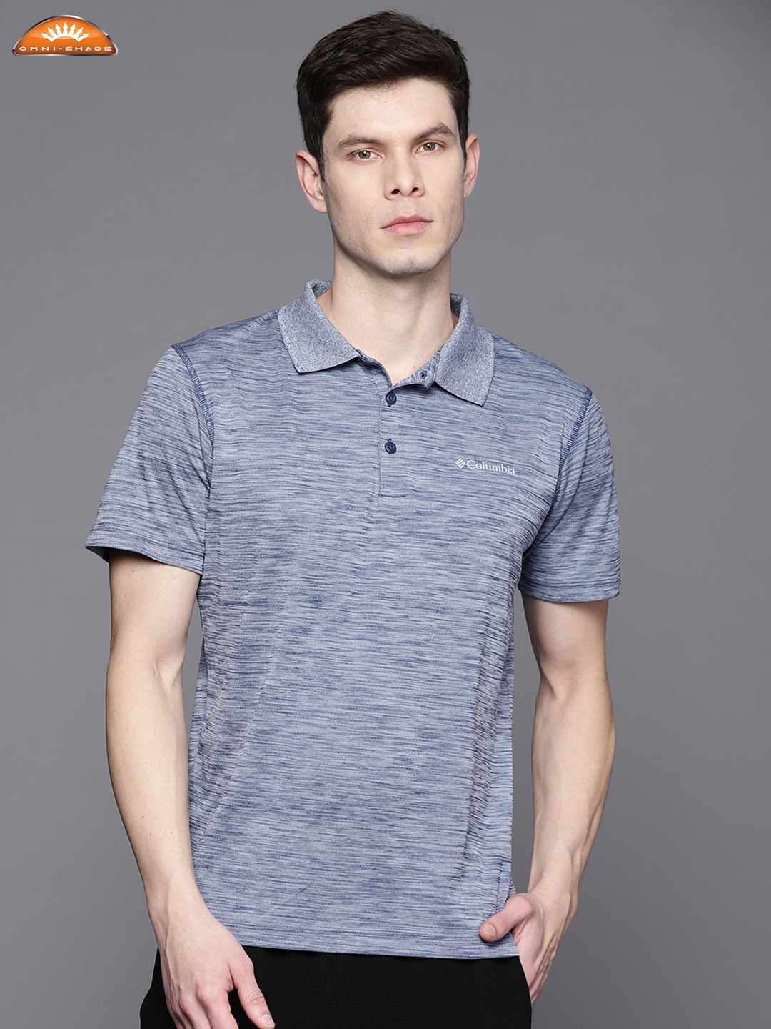 

Columbia Men Blue Omni Shade Polo Collar Hiking T-shirt