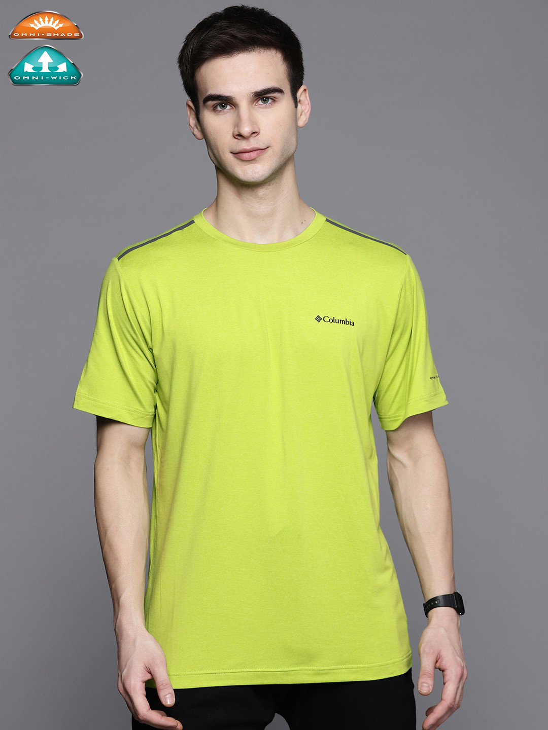 

Columbia Men Lime Green Slim Fit Omni Heat Infinity Hiking T-shirt