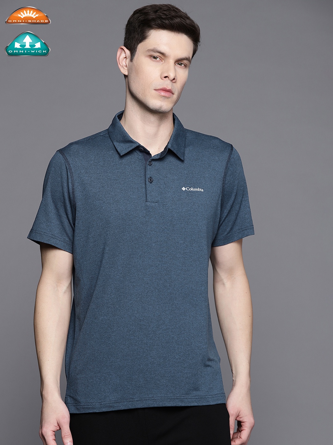 

Columbia Men Blue Omni Freeze & Shade Polo Collar Hiking T-shirt