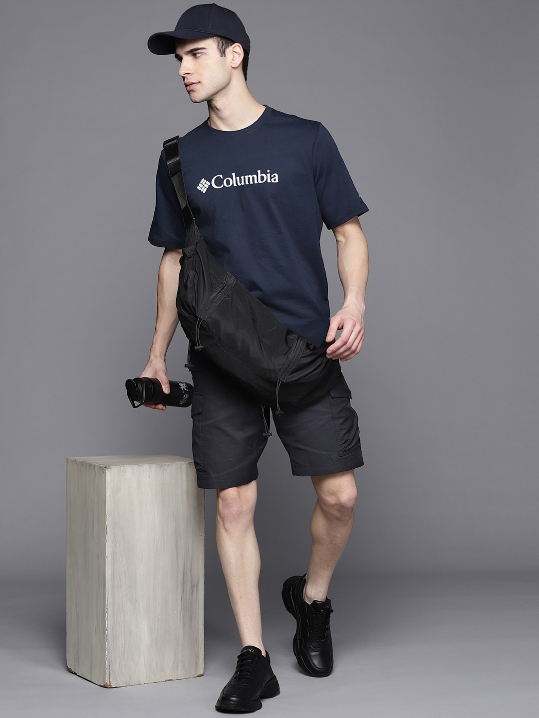 

Columbia Men Navy Blue Brand Logo Printed Slim Fit T-shirt