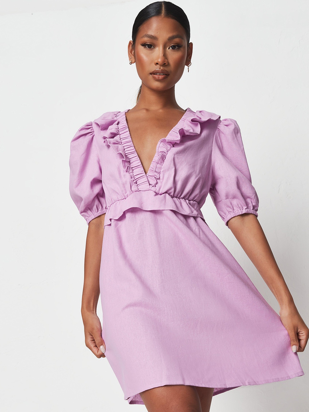 

Missguided Lavender Pure Cotton Solid A-Line Dress