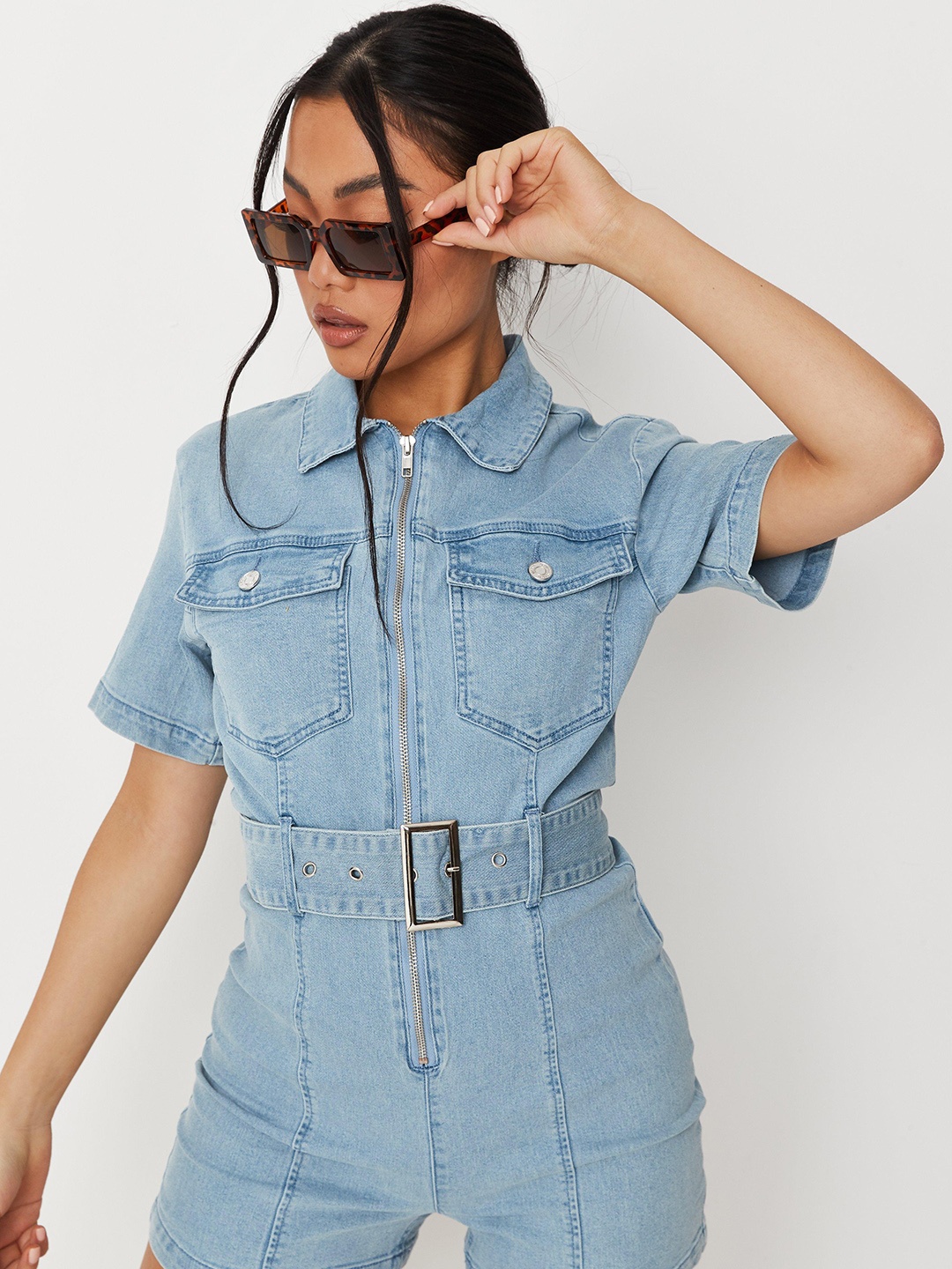 

Missguided Blue Denim Playsuit