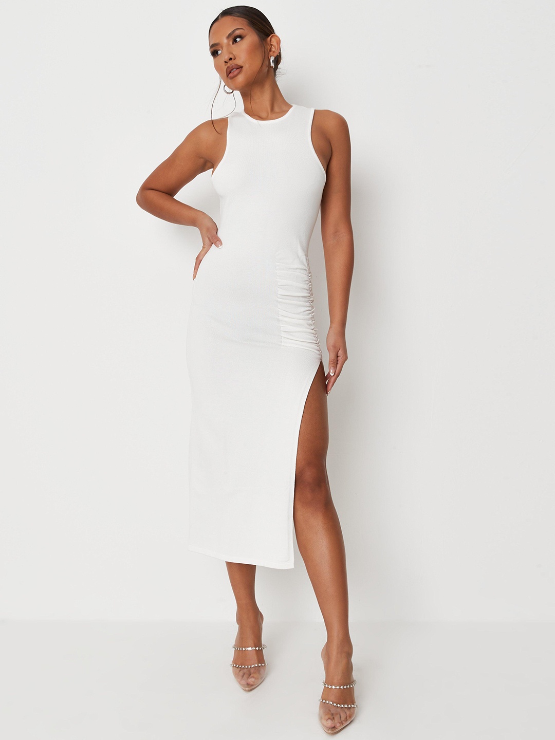 

Missguided White KNITWEAR Sheath Midi Dress