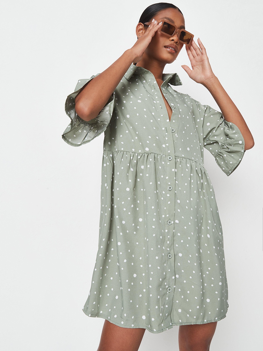 

Missguided Green & White Shirt Dress