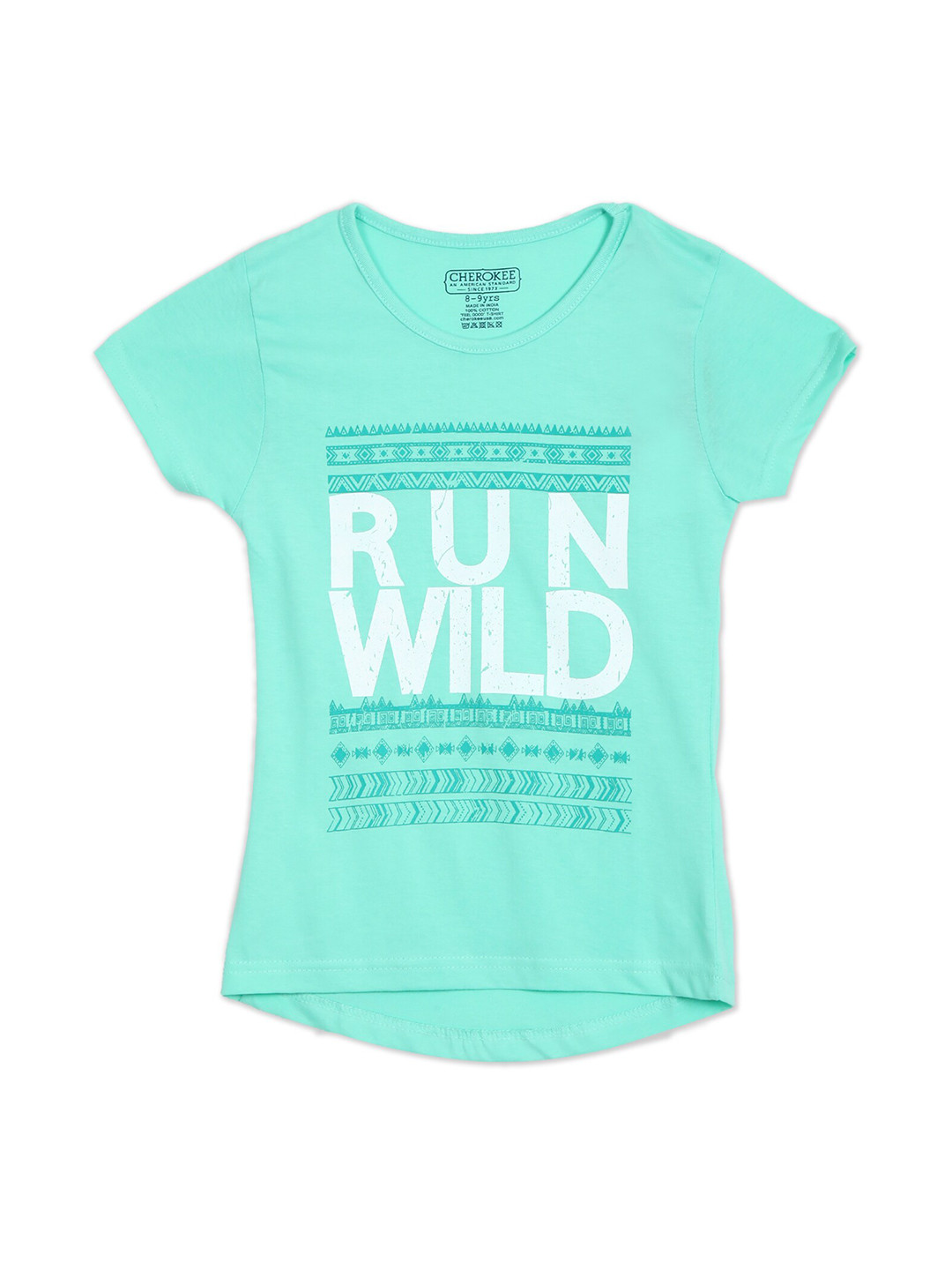 

Cherokee Girls Blue Typography Printed Pure Cotton T-shirt