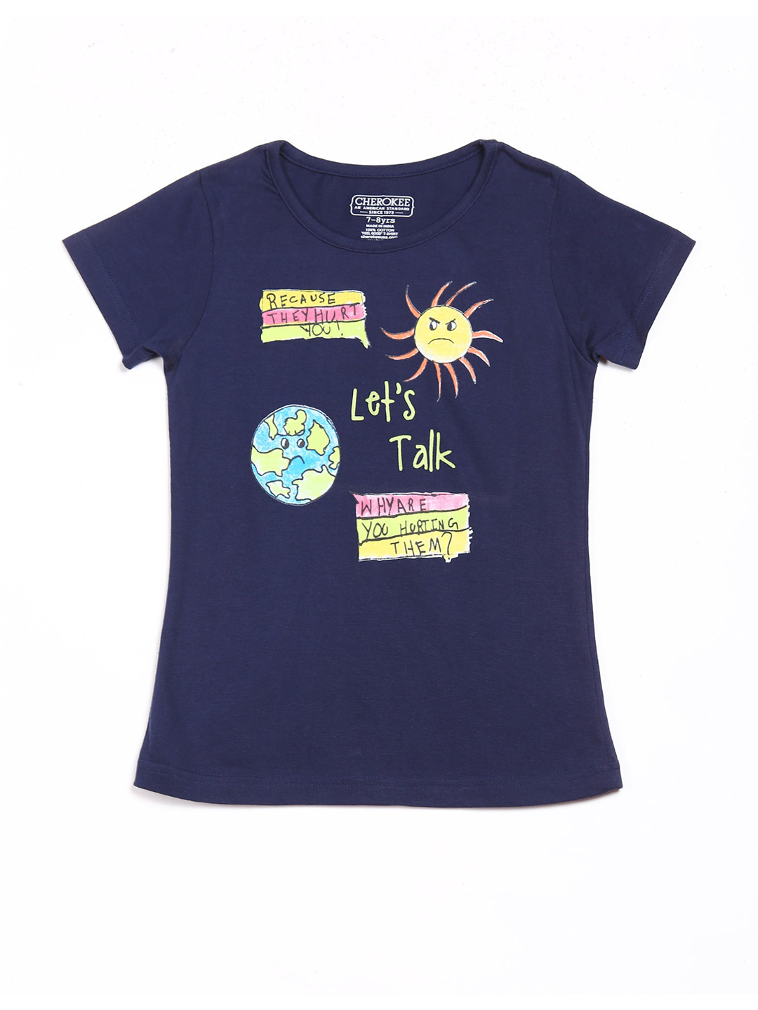 

Cherokee Girls Blue & Yellow Printed T-shirt