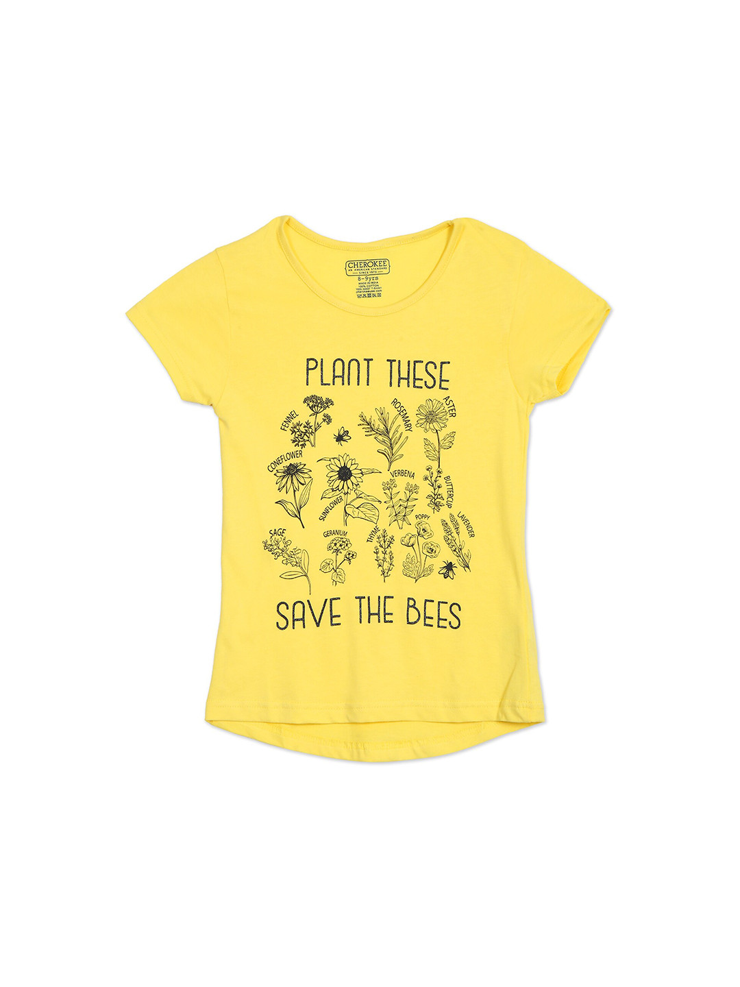 

Cherokee Girls Yellow Typography Printed Extended Sleeves T-shirt