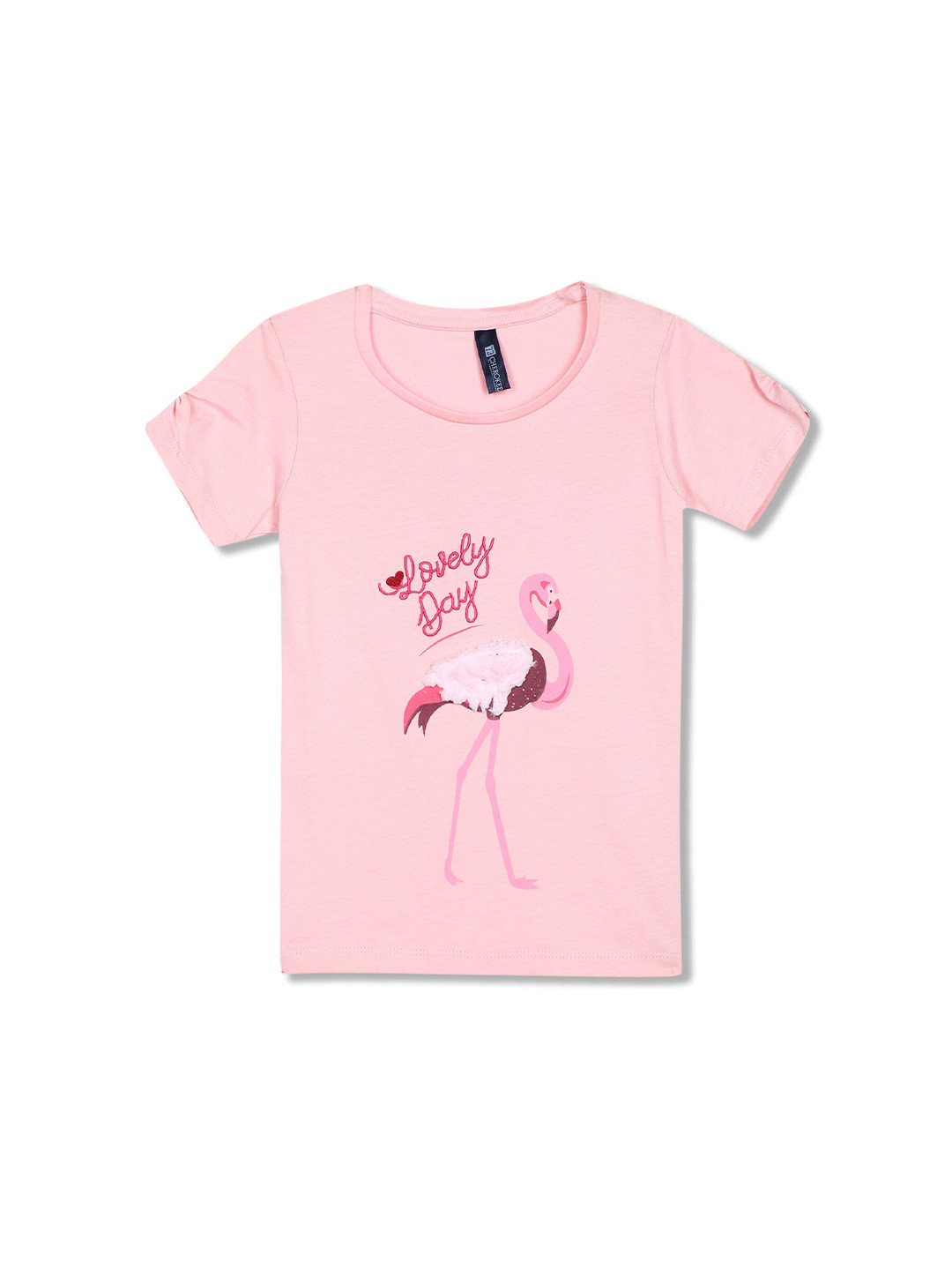 

Cherokee Girls Pink Embroidered Cotton T-shirt