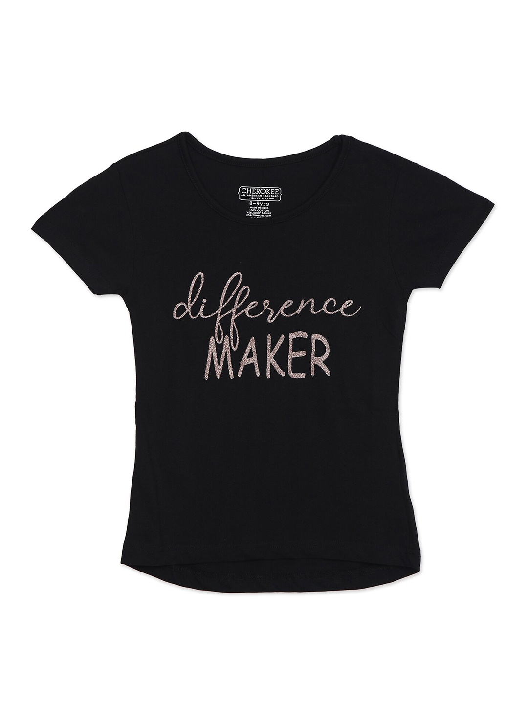 

Cherokee Girls Black Typography Printed T-shirt
