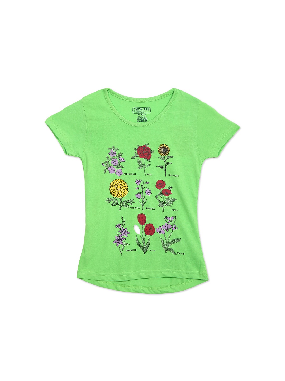 

Cherokee Girls Green Floral Printed T-shirt