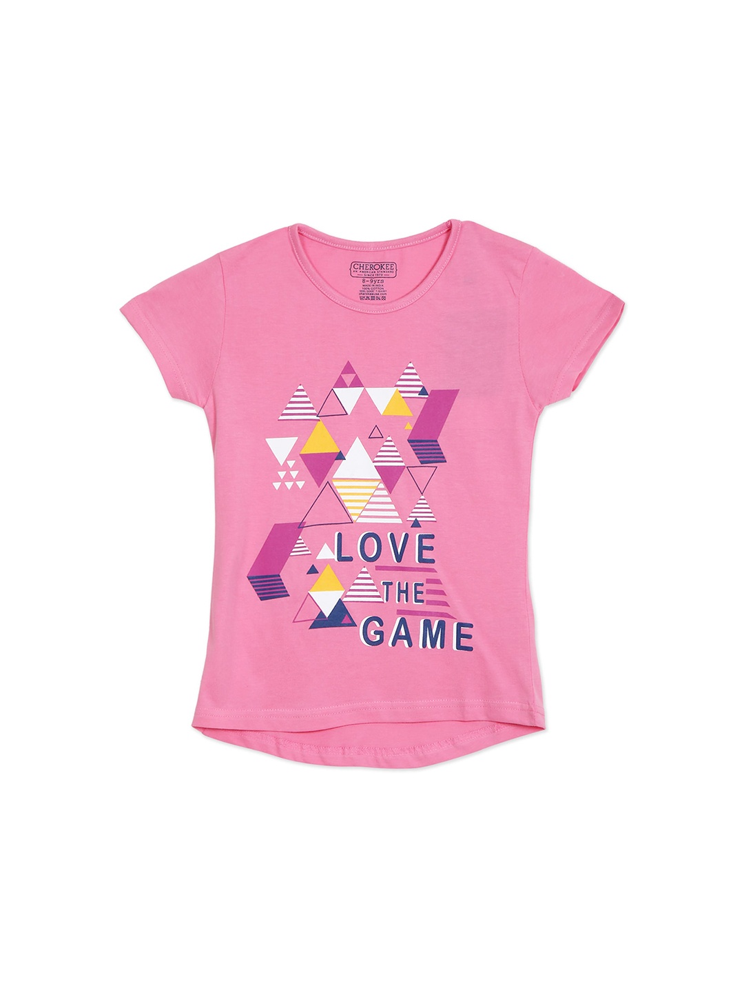 

Cherokee Girls Pink Typography Printed Cotton T-shirt