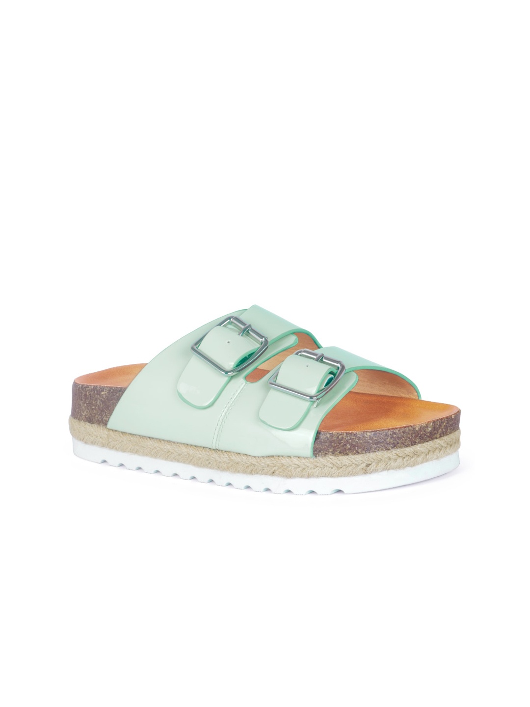 

London Rag Green Comfort Platforms with Buckles