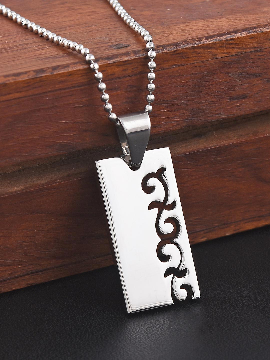 

Tistabene Men Rhodium-Plated Pendant With Chain, Silver