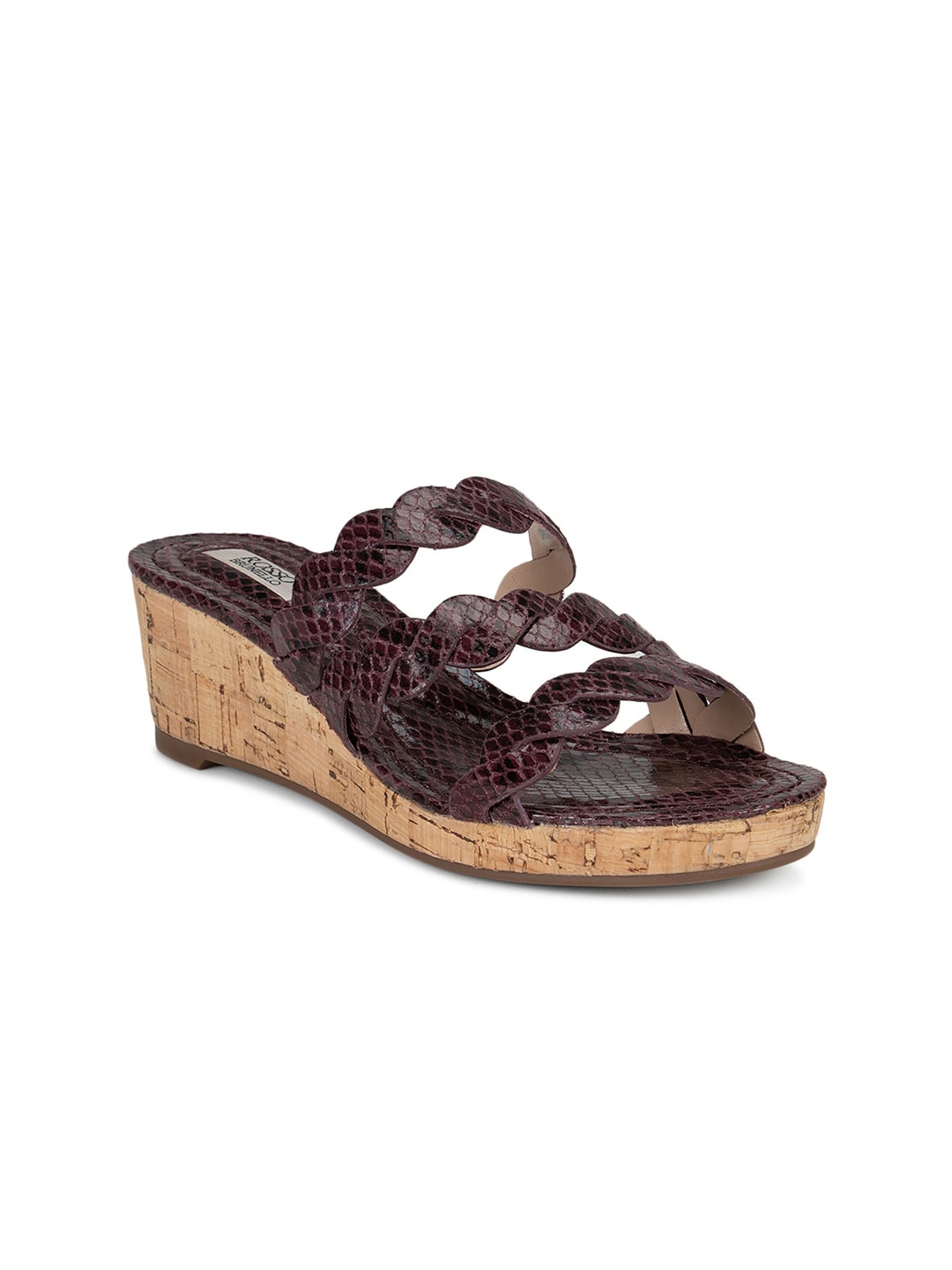 

ROSSO BRUNELLO Burgundy Leather Wedge Sandals