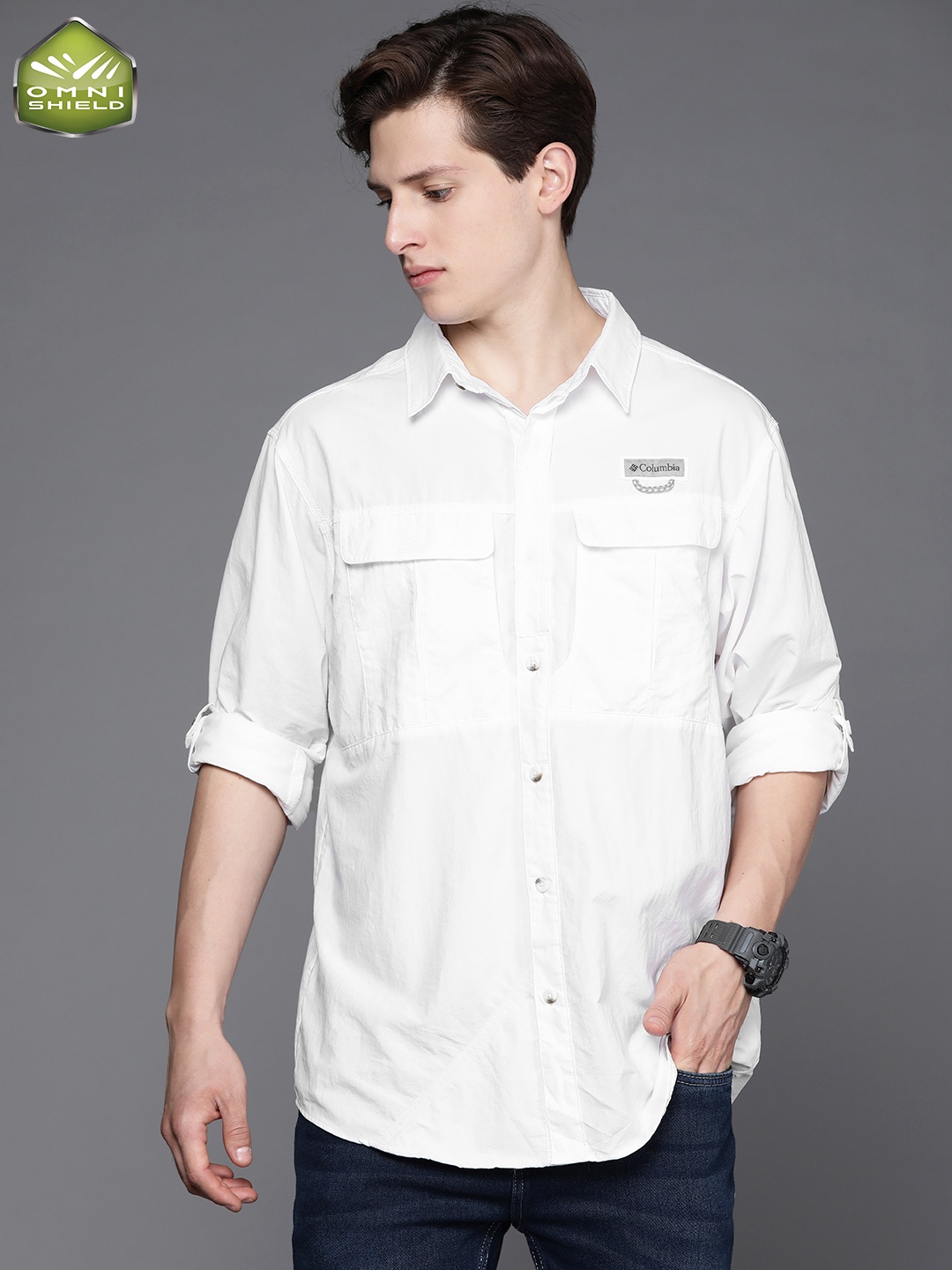 

Columbia Men White Omni-Shield Hiking Shirt