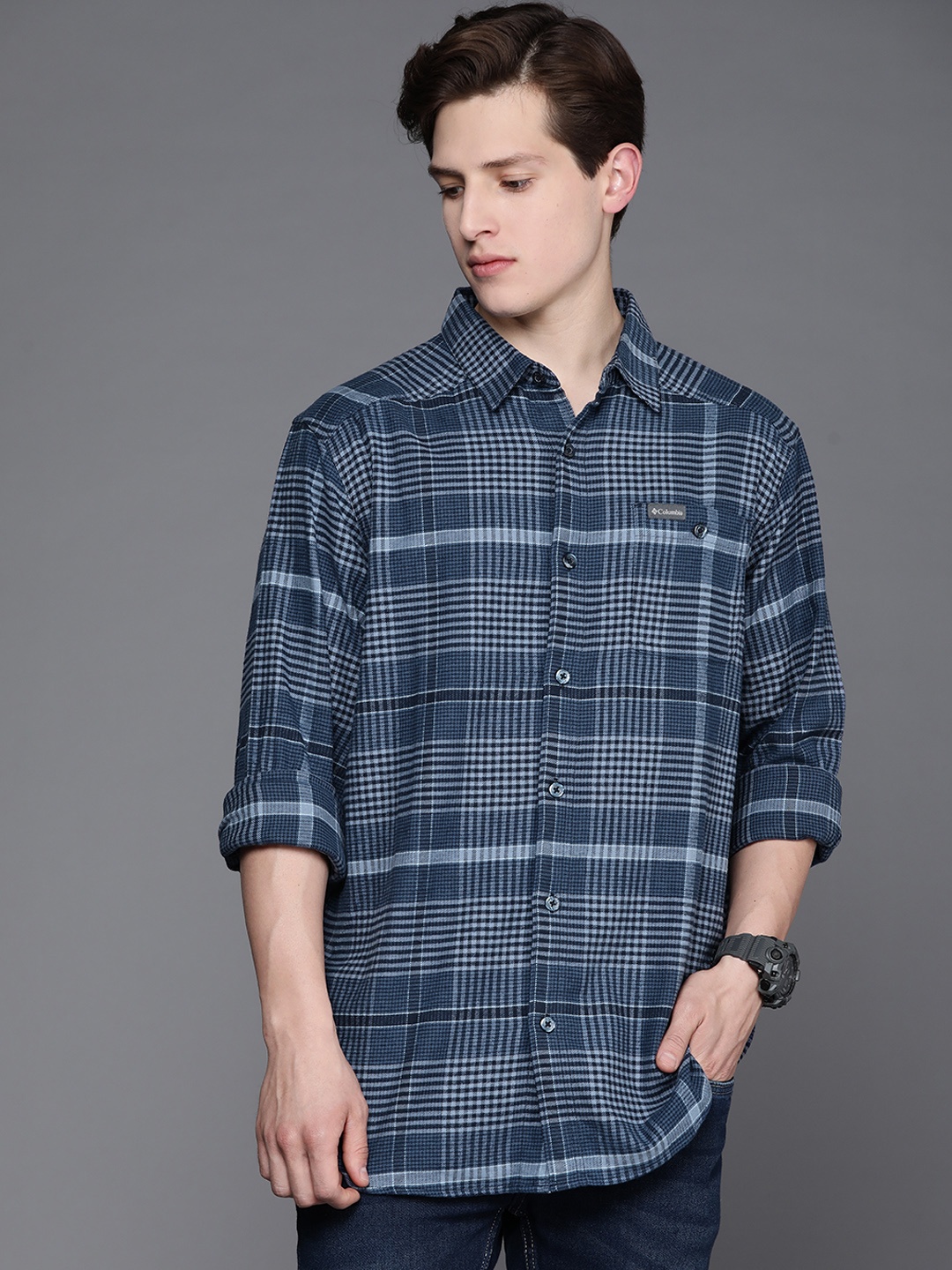 

Columbia Men Blue Checked Hiking Shirt