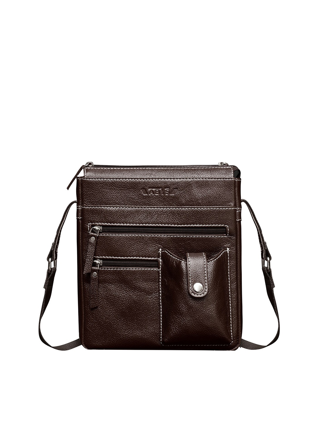 

ABYS Unisex Coffee Brown Textured Messenger Bag