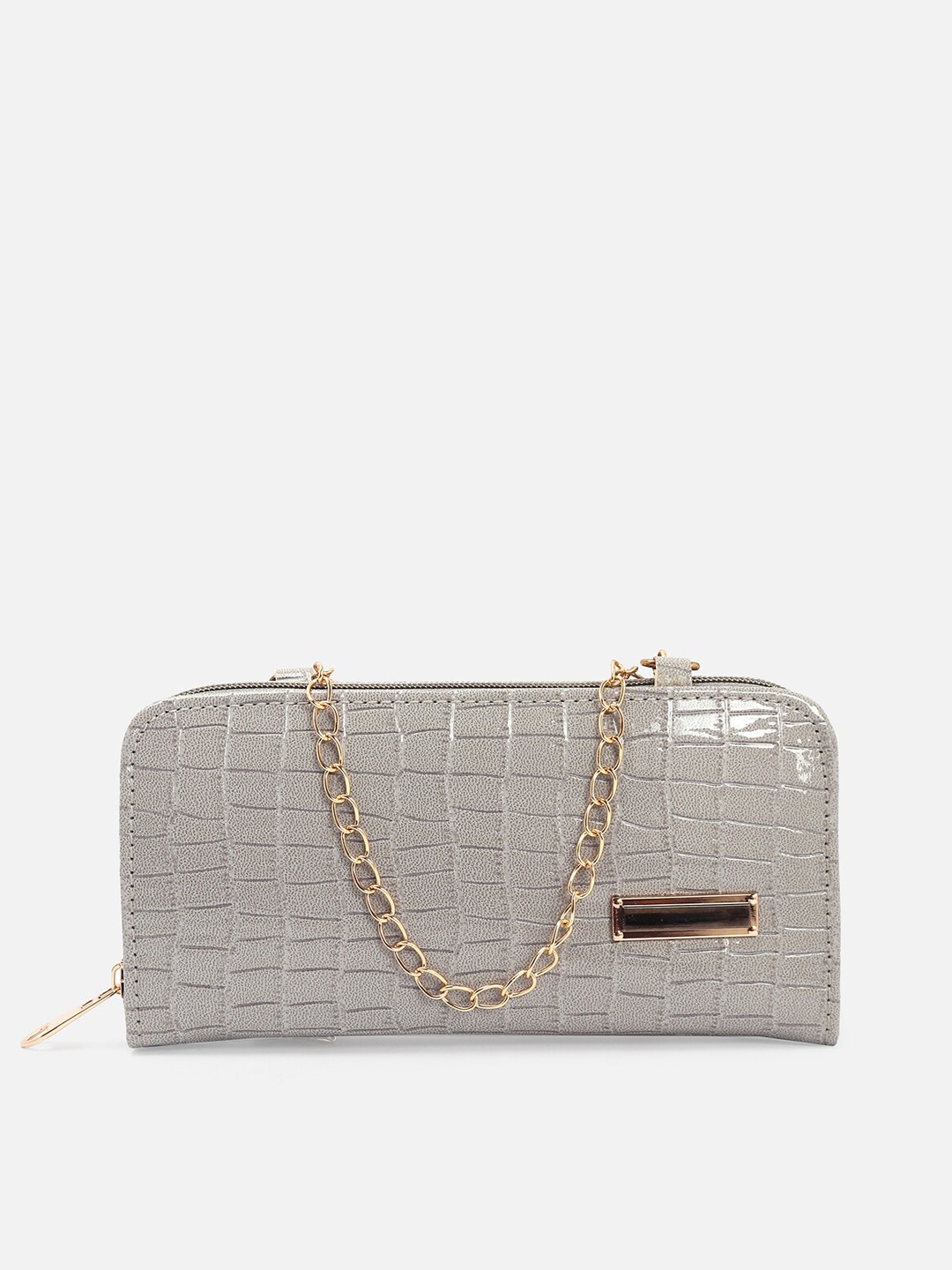 

ATHLISIS Grey Textured Purse Clutch