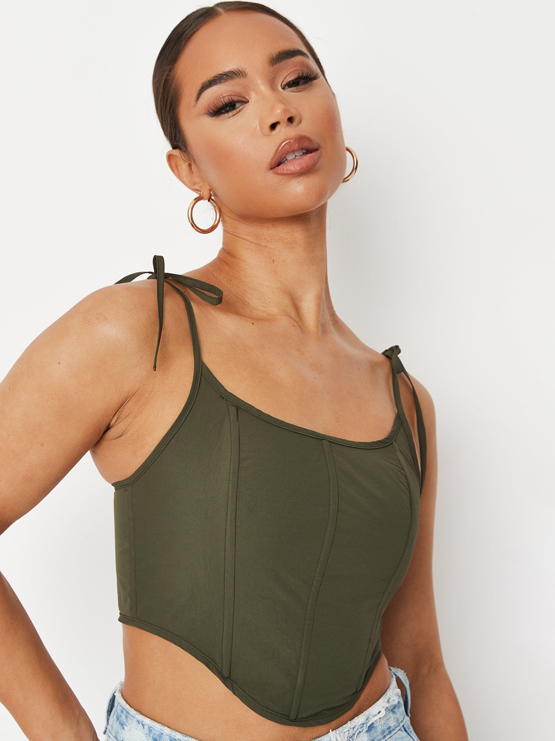 

Missguided Olive Green Fitted Crop Top