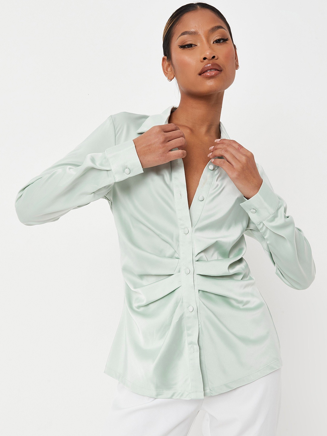 

Missguided Green Shirt Style Top