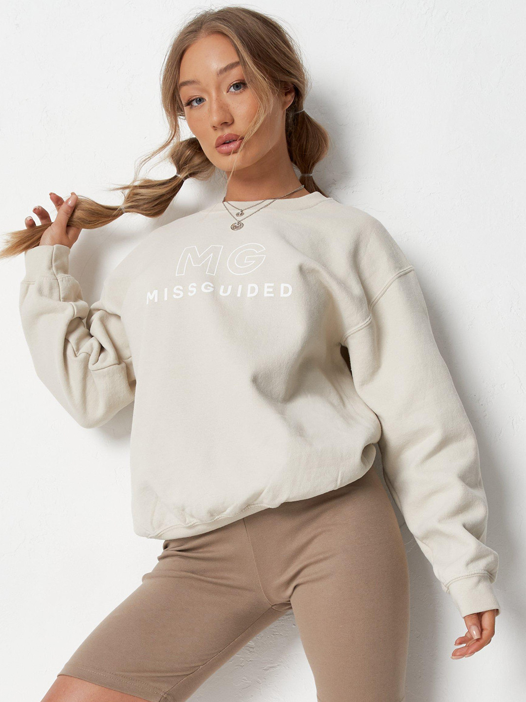 

Missguided Women Beige Printed Sweatshirt