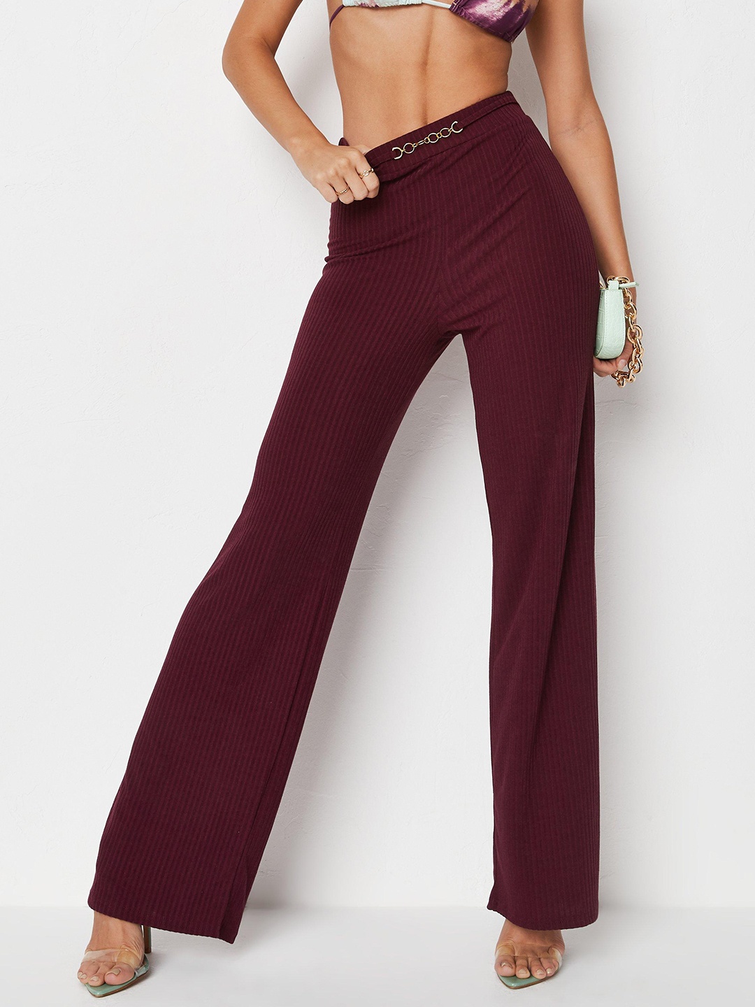 

Missguided Women Burgundy Parallel Trousers