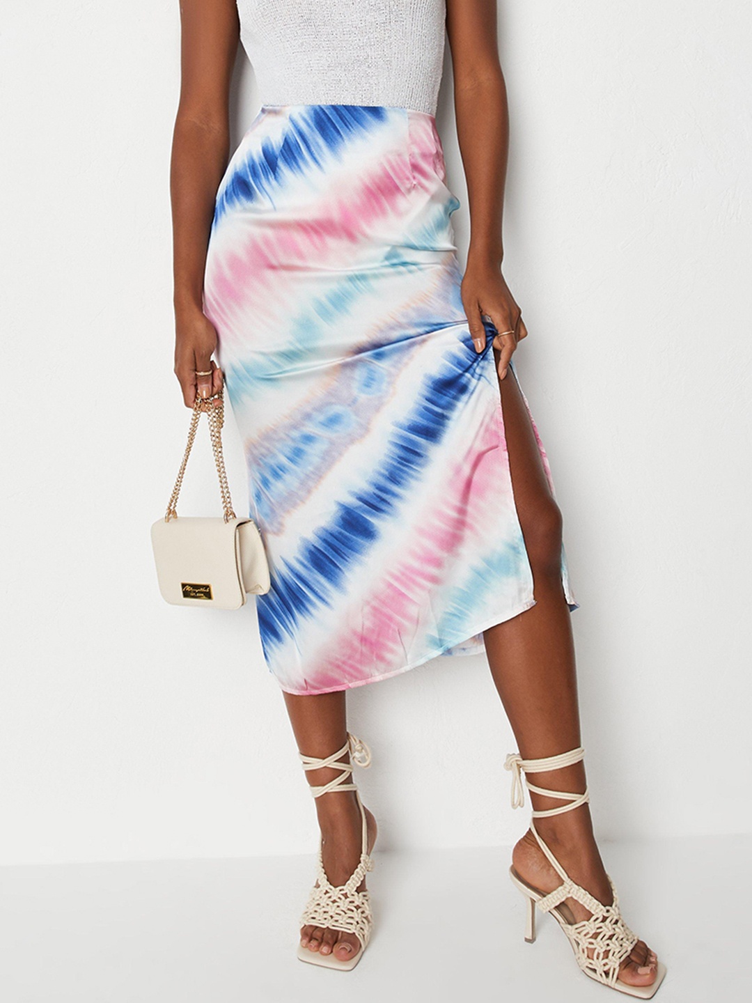 

Missguided Women White & Pink Dyed Straight Midi Skirt
