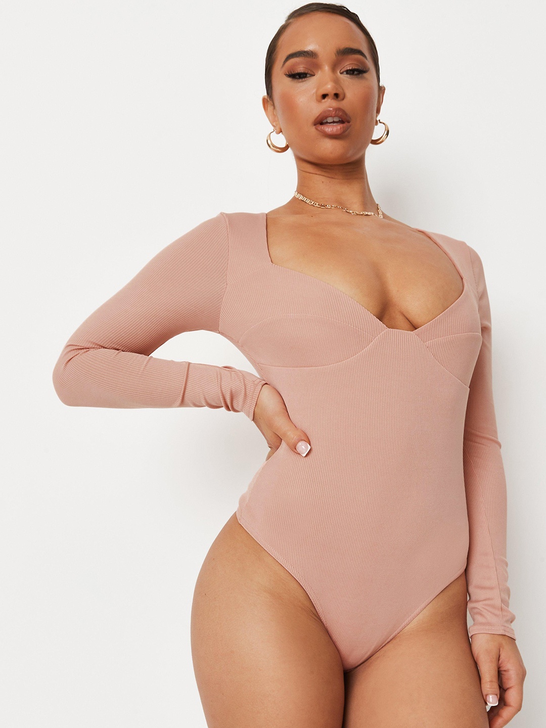 

Missguided Pink Sweetheart Neck Fitted Top