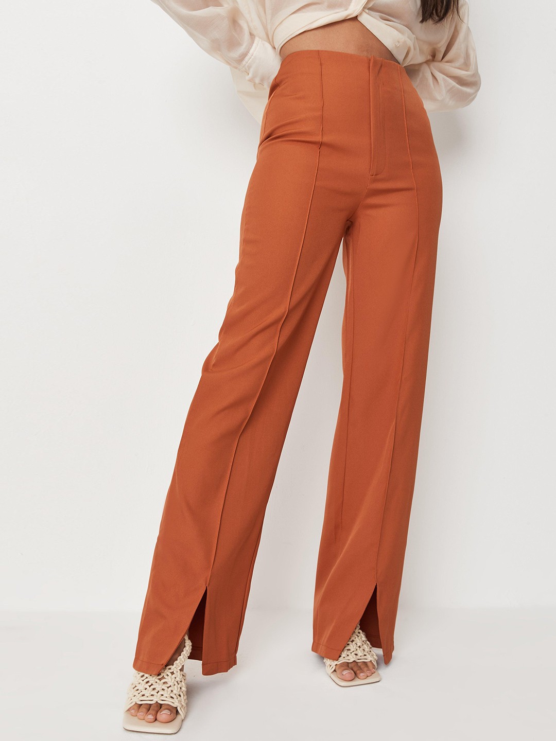 

Missguided Women Brown Parallel Trousers