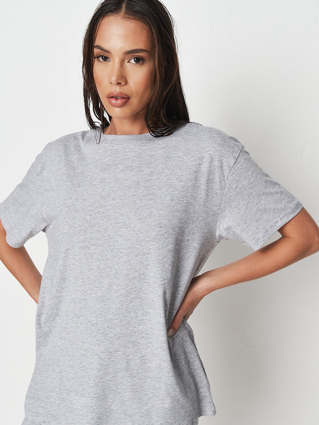 

Missguided Women Grey Pure Cotton T-shirt