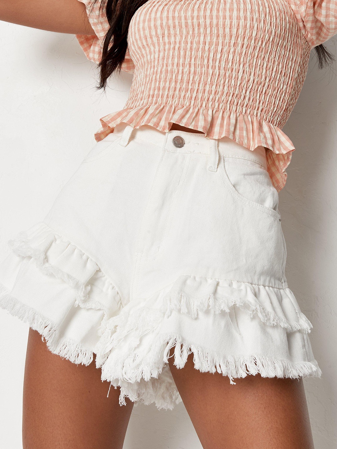 

Missguided Women White Denim Shorts