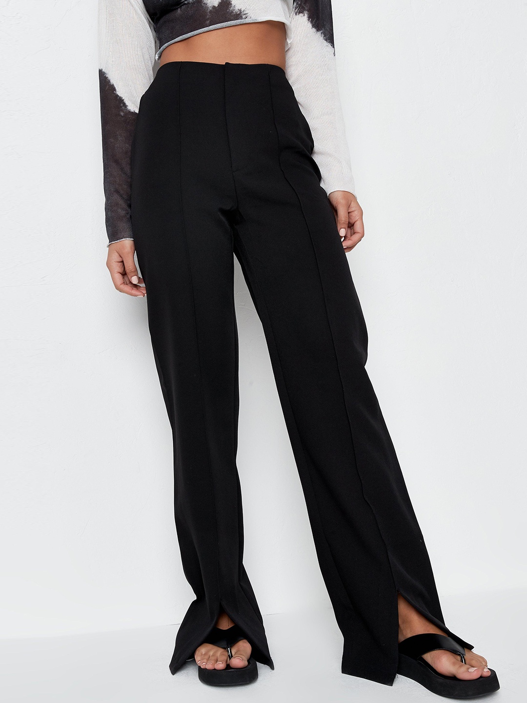 

Missguided Women Black Pleated Parallel Trousers