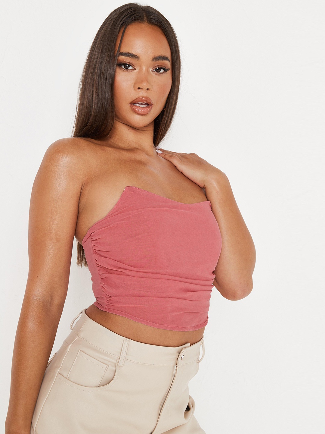 

Missguided Pink Fitted Crop Top