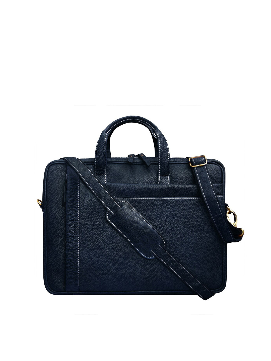 

ABYS Men Navy Blue Leather Laptop Bag