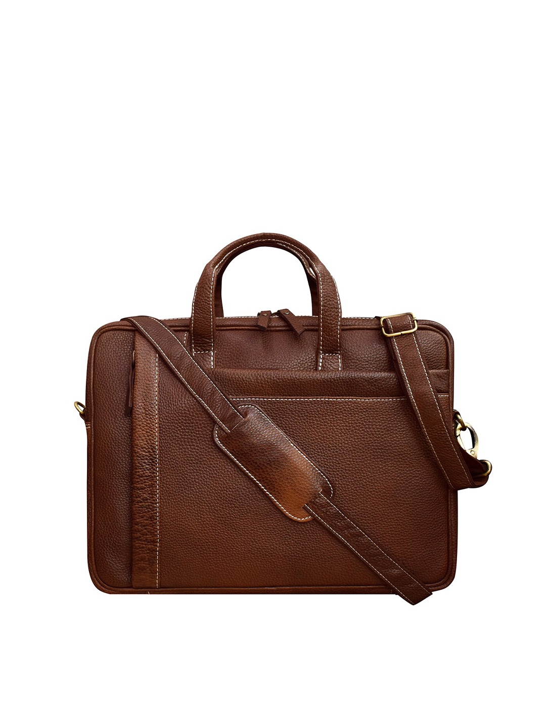 

ABYS Men Tan Textured Leather Laptop Bag