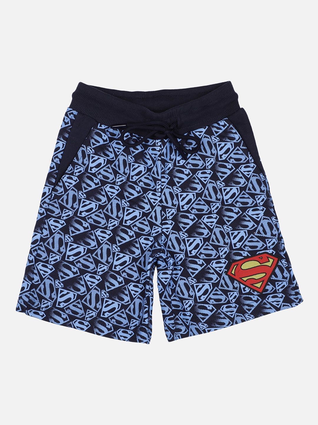 

Kids Ville Boys Navy Blue Printed Superman Regular Shorts