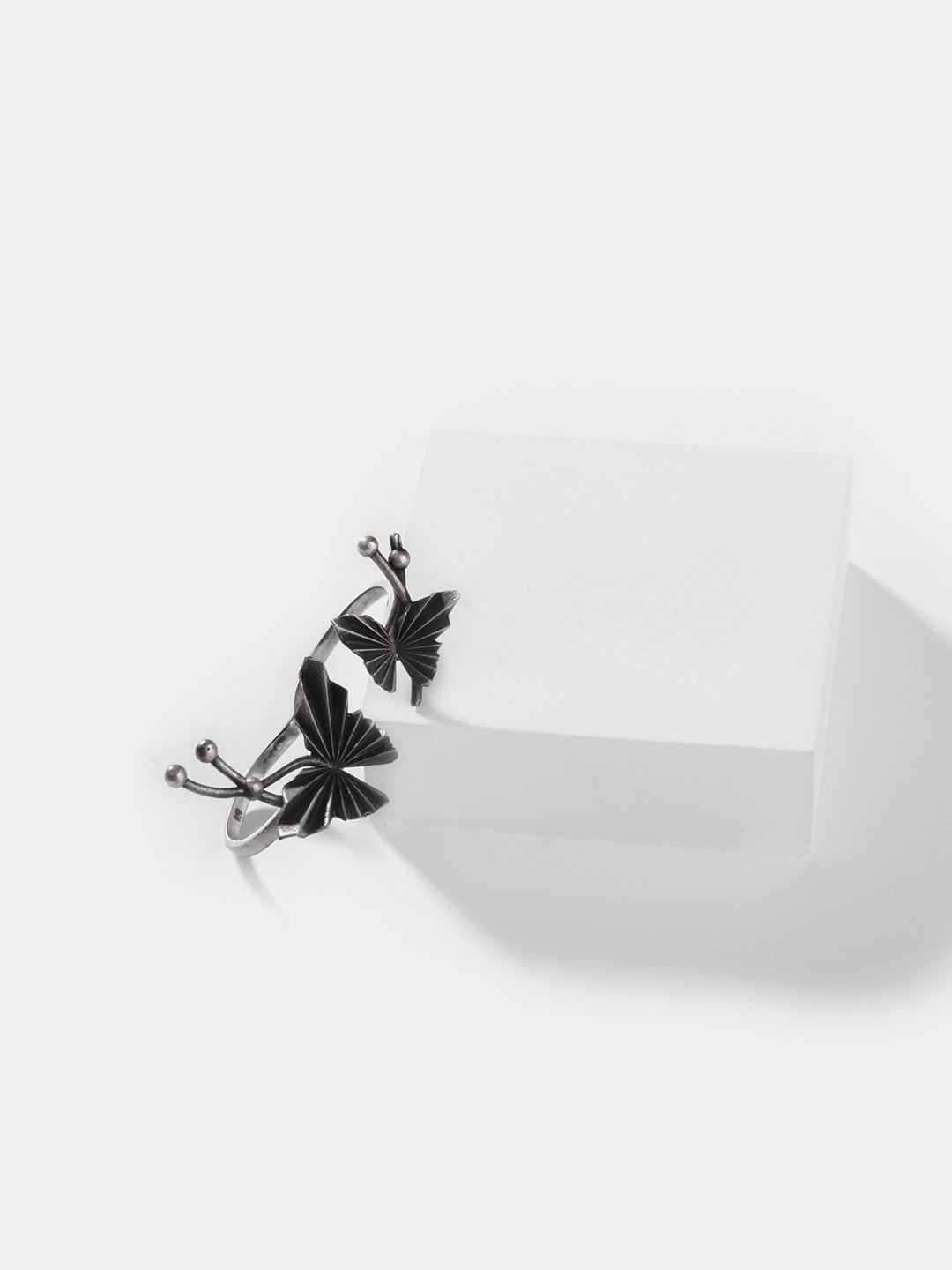 

SHAYA Oxidised Sterling Silver Butterfly Shaped Finger Ring