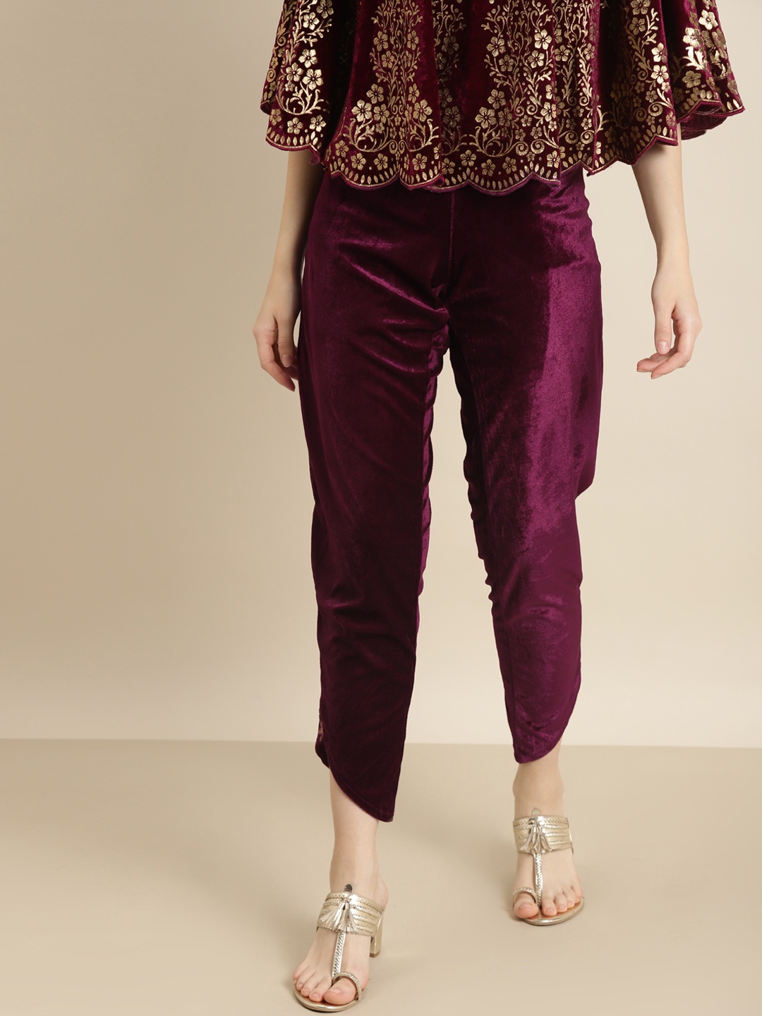 

Shae by SASSAFRAS Women Purple Embroidered Trousers
