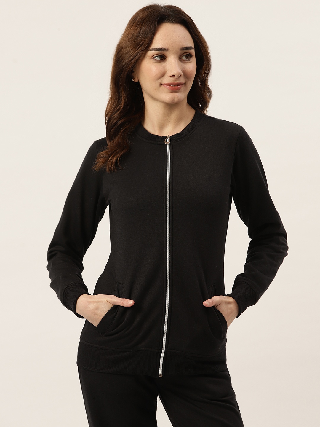 

BRINNS Women Black Fleece Sporty Jacket