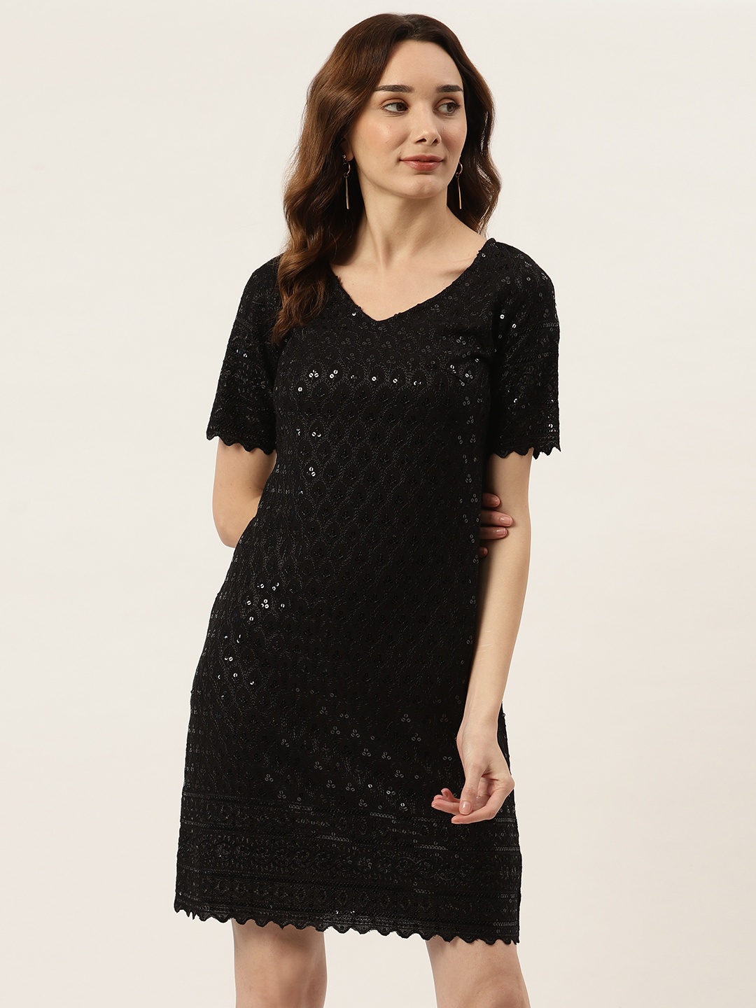 

BRINNS Black A-Line Sequined Dress