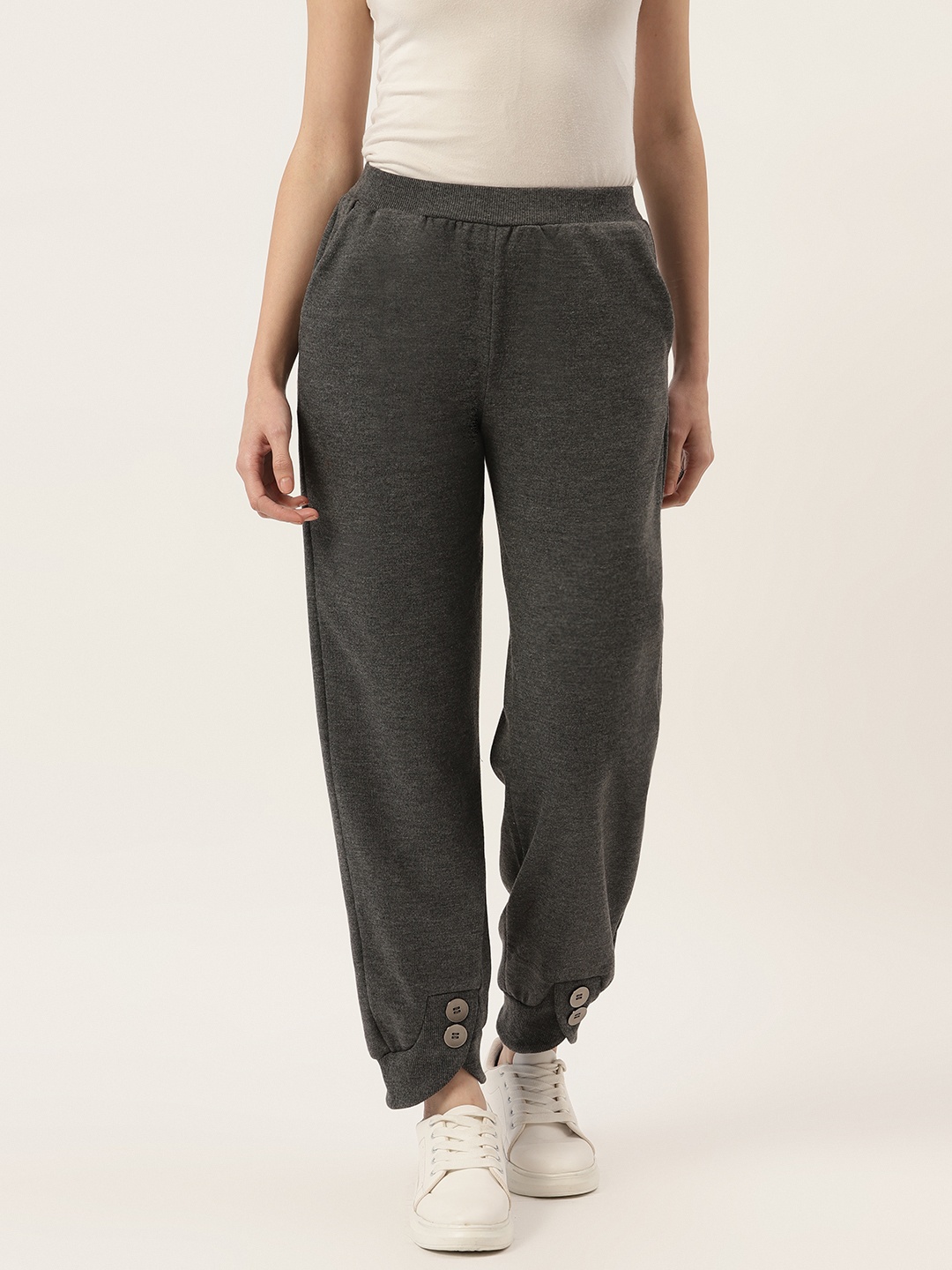 

BRINNS Women Charcoal Grey Fleece Joggers