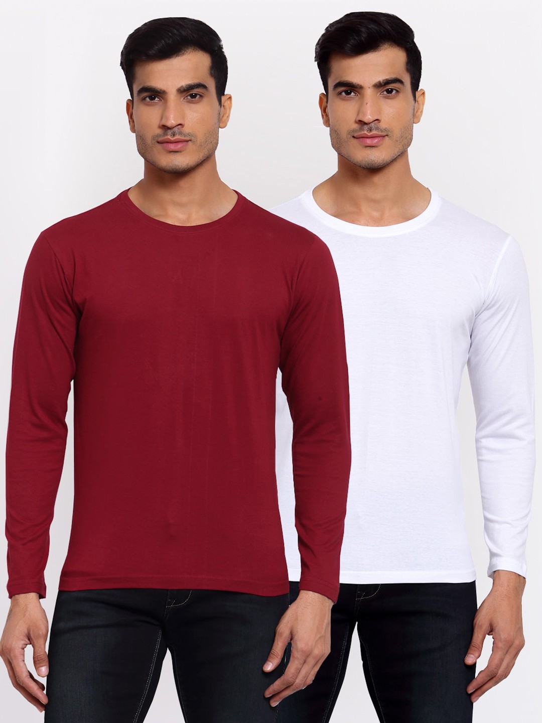 

FERANOID Men Pack of 2 Maroon & White T-shirt