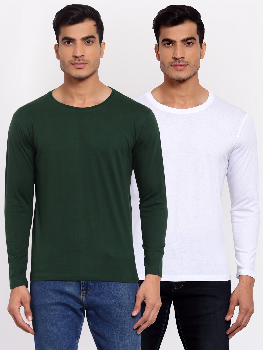 

FERANOID Men Pack Of 2 Cotton T-shirt, Green