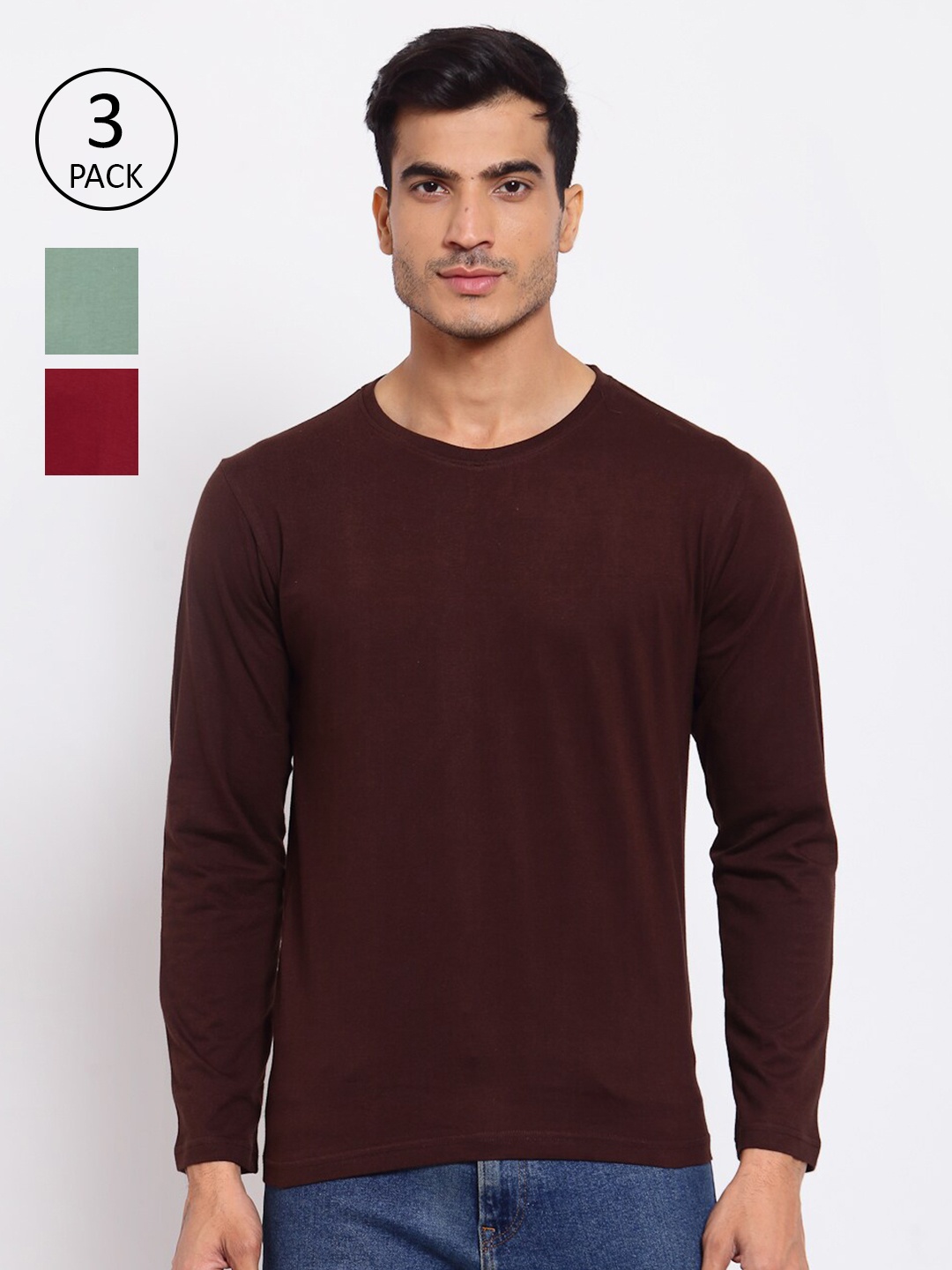 

FERANOID Men Pack of 3 T-shirts, Maroon