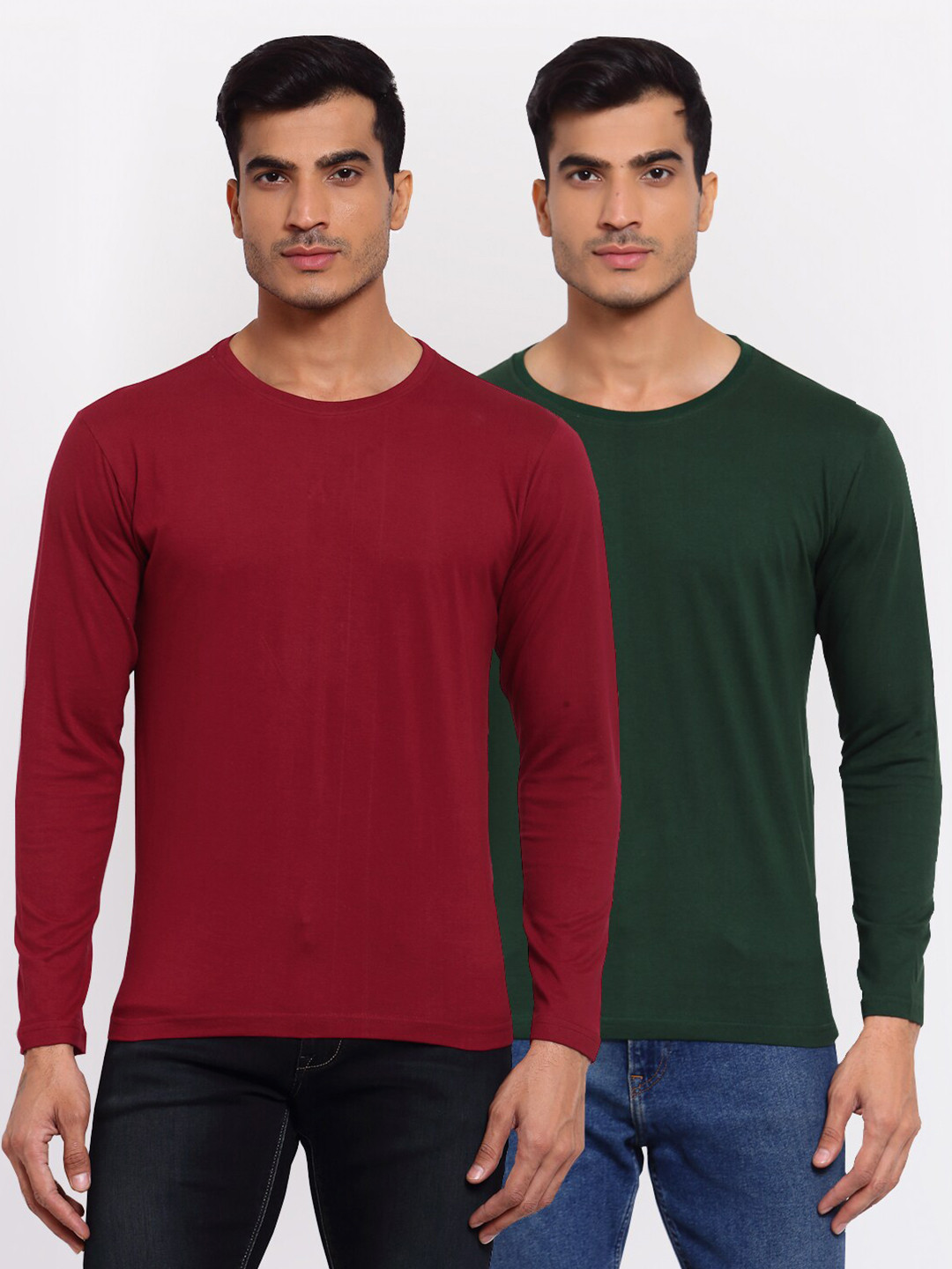 

FERANOID Men Pack Of 2 Solid T-shirts, Maroon